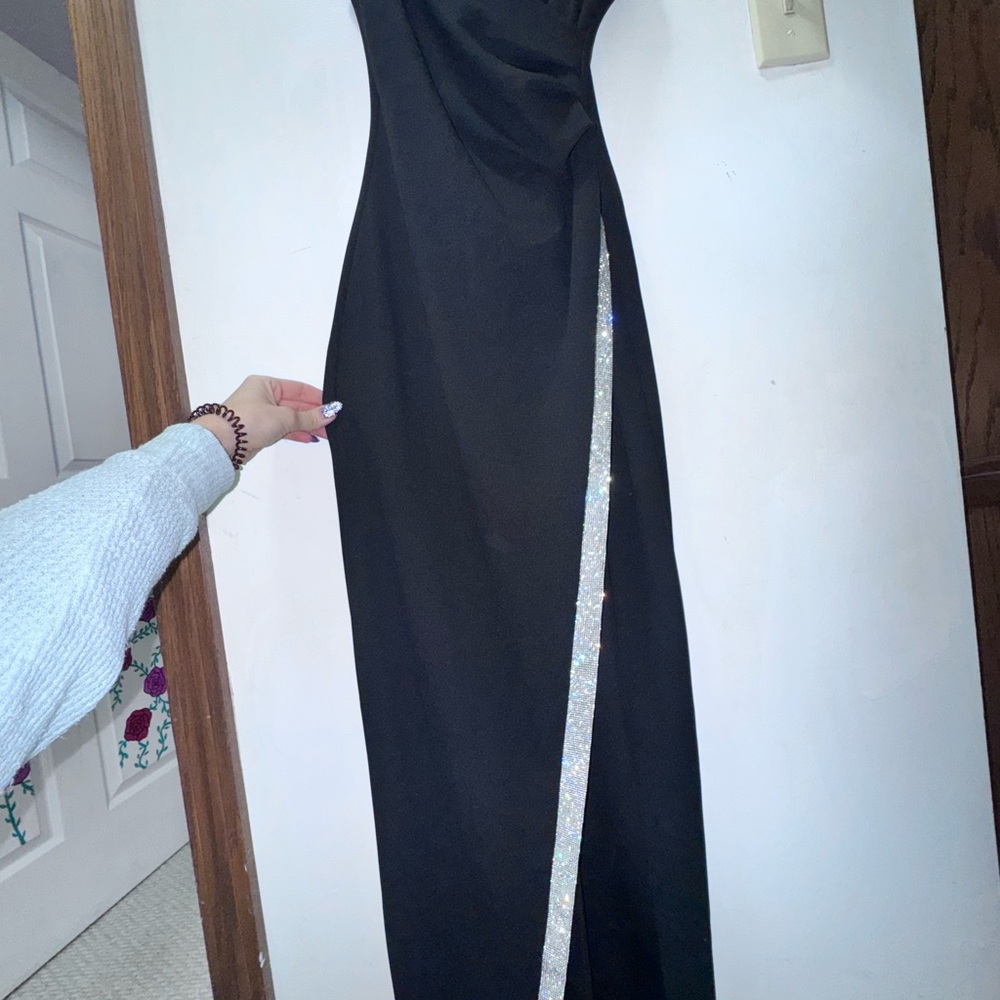 by & by Black Dress with Silver Detail